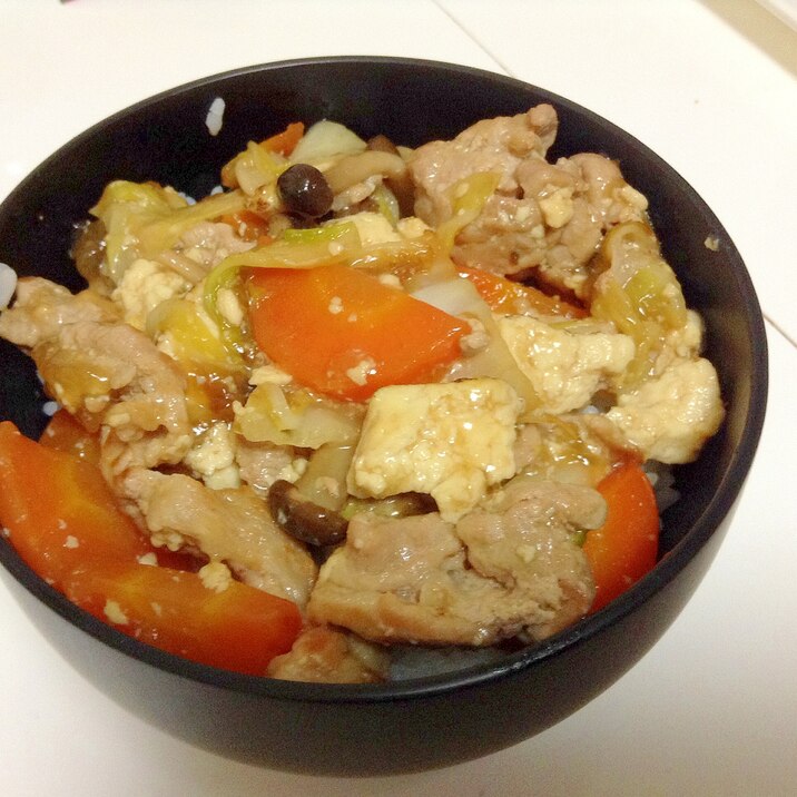 鍋の残りで…豆腐も入ったウマウマ丼